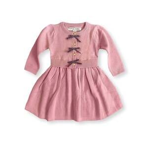 NEW HOPE & HENRY baby girls' organic button front sweater dress in rose